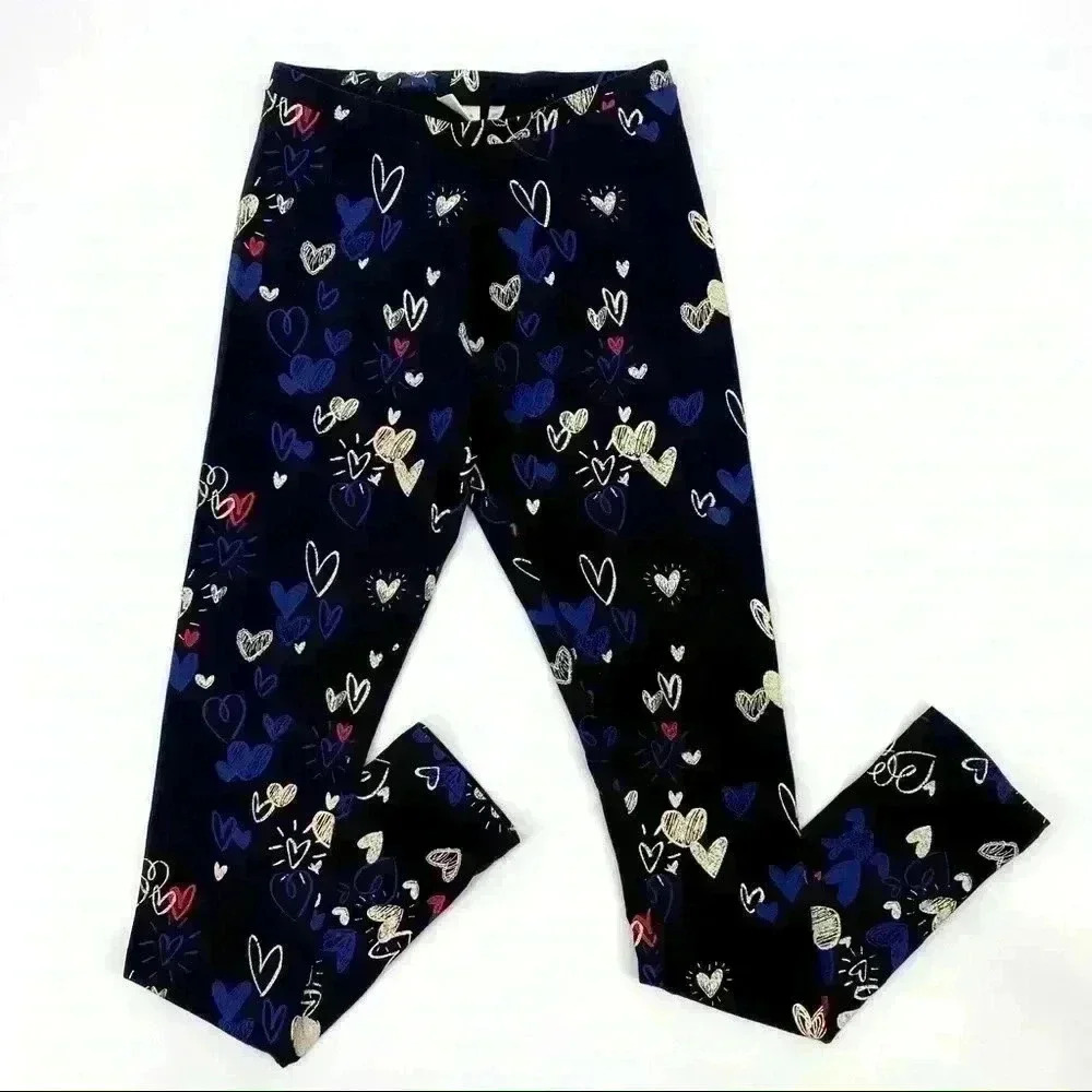 Zara‎ Kids Girls Black Leggings With Hearts 13/14